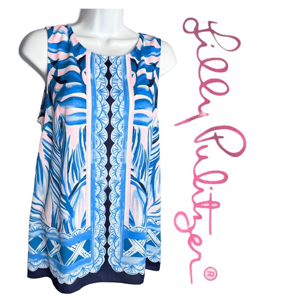 Lilly Pulitzer Iona Top Pink Tropics Engineered Heat Wave Sleeveless XS New